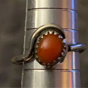 Vintage Sterling Red Coral Ring